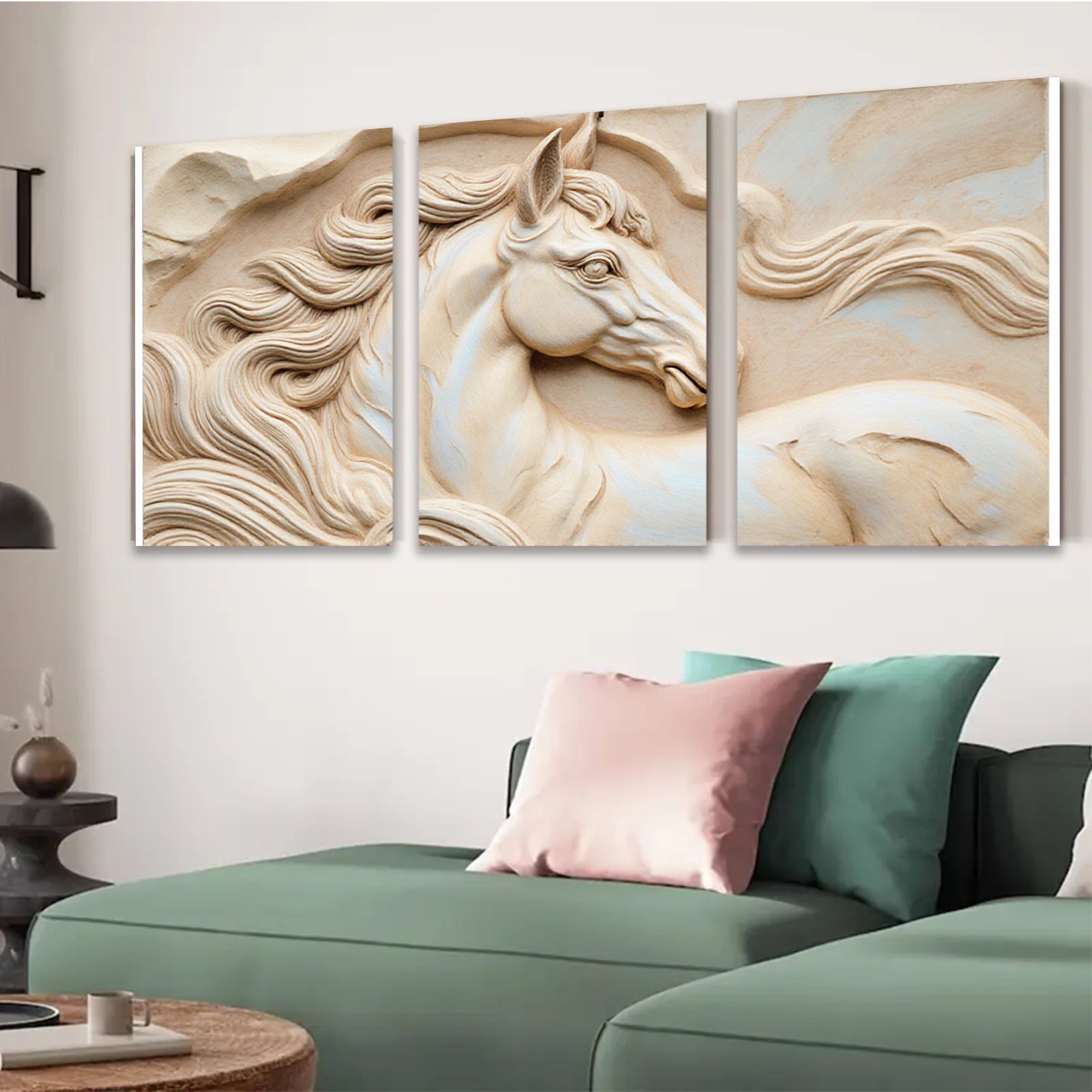 2D flat 1pc Sculpted Horse Head Wall Art Decor for Living Room Bedroom Modern Farmhouse Gallery Wrapped Canvas Prints Aesthetic Room Decor Gifts