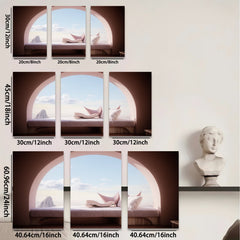 2D flat 1pc Serene Coastal Window View Bedroom Living Room Wall Decor Modern Farmhouse Gallery Wrapped Canvas Prints for Home Office