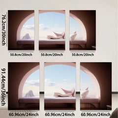 2D flat 1pc Serene Coastal Window View Bedroom Living Room Wall Decor Modern Farmhouse Gallery Wrapped Canvas Prints for Home Office