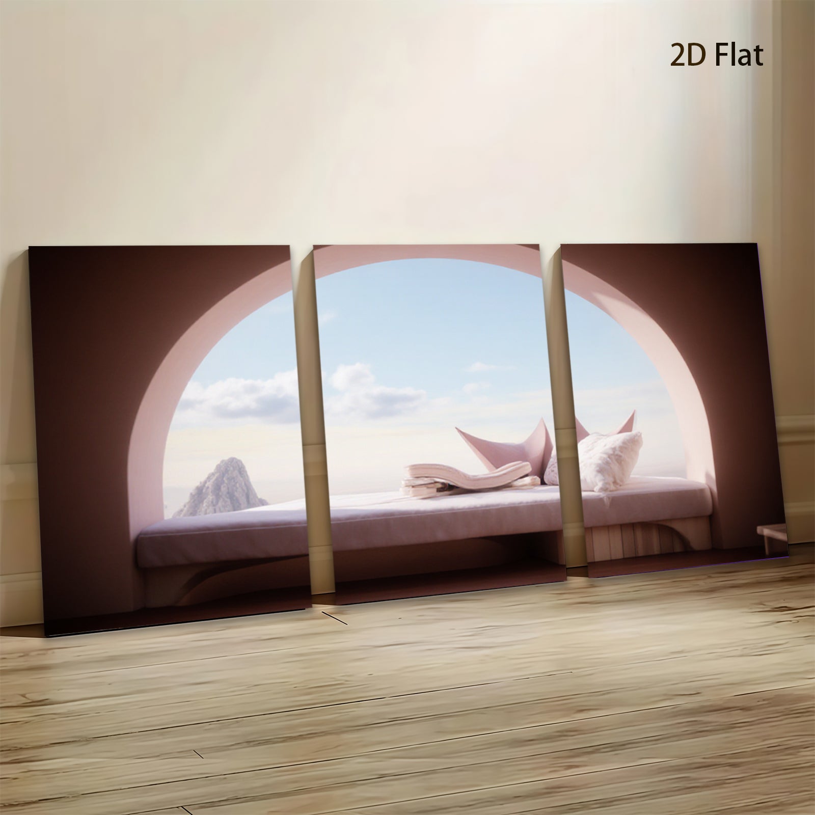 2D flat 1pc Serene Coastal Window View Bedroom Living Room Wall Decor Modern Farmhouse Gallery Wrapped Canvas Prints for Home Office