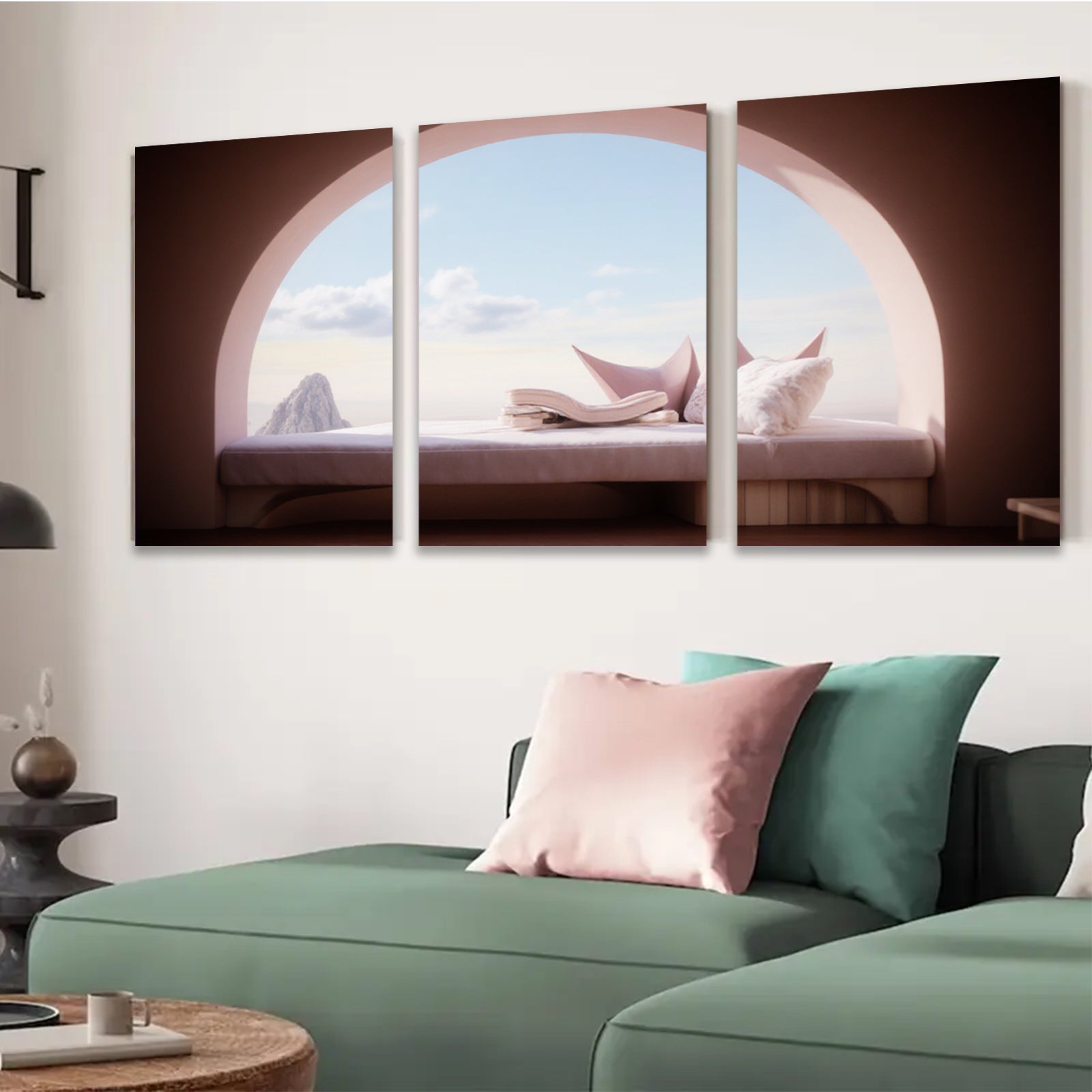 2D flat 1pc Serene Coastal Window View Bedroom Living Room Wall Decor Modern Farmhouse Gallery Wrapped Canvas Prints for Home Office