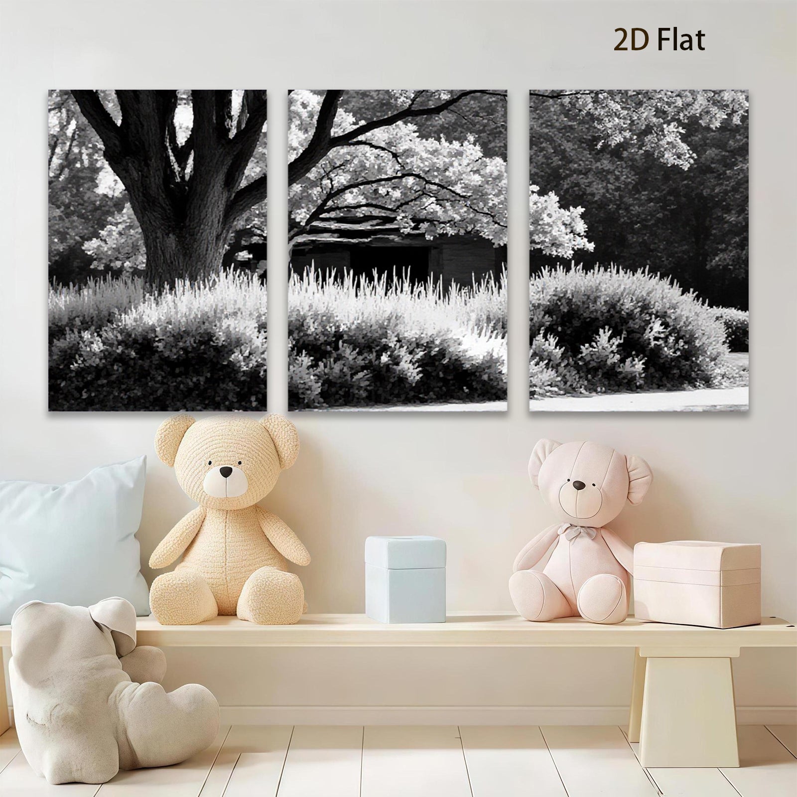 2D flat 1pc Serene Garden Landscape Wall Art Peaceful Countryside Home Decor Living Room Bedroom Canvas Prints Modern Farmhouse Style Rustic Chic Gallery Wrapped Ready to Hang