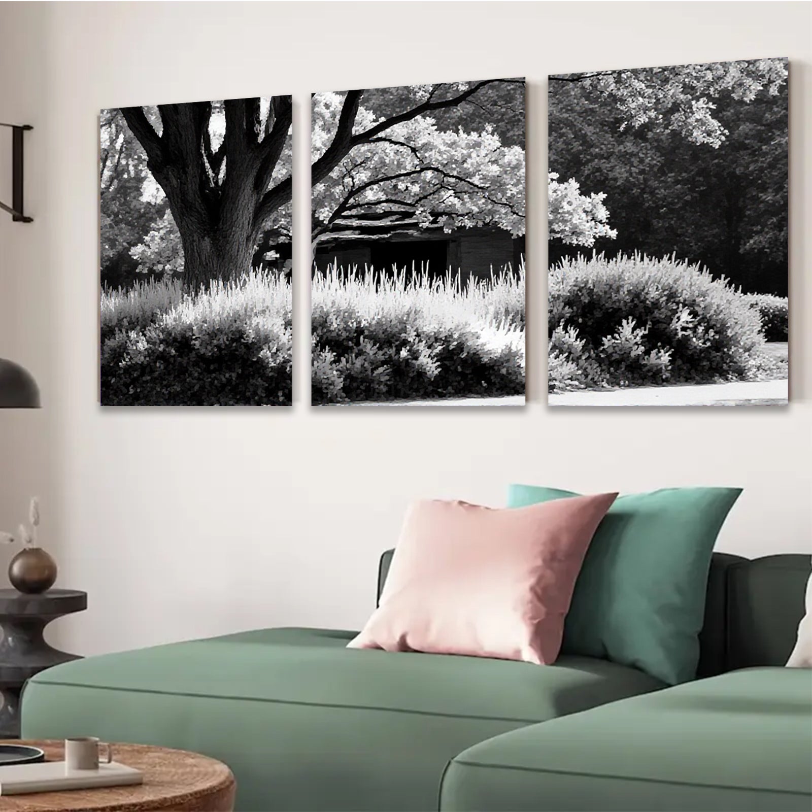 2D flat 1pc Serene Garden Landscape Wall Art Peaceful Countryside Home Decor Living Room Bedroom Canvas Prints Modern Farmhouse Style Rustic Chic Gallery Wrapped Ready to Hang