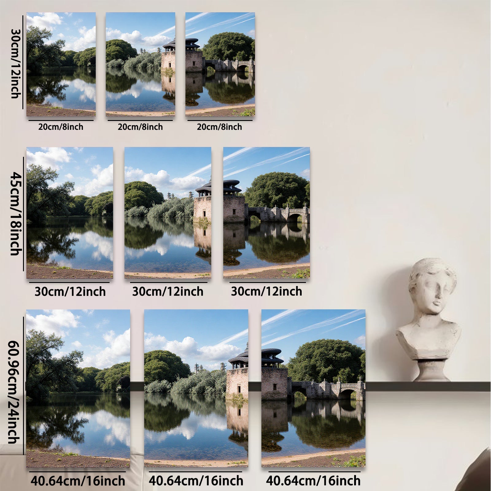 2D flat 1pc Serene Lakeside Castle Reflection Wall Art Living Room Bedroom Decor Farmhouse Style Modern Canvas Prints Coastal Artwork Gallery Wrapped Ready To Hang