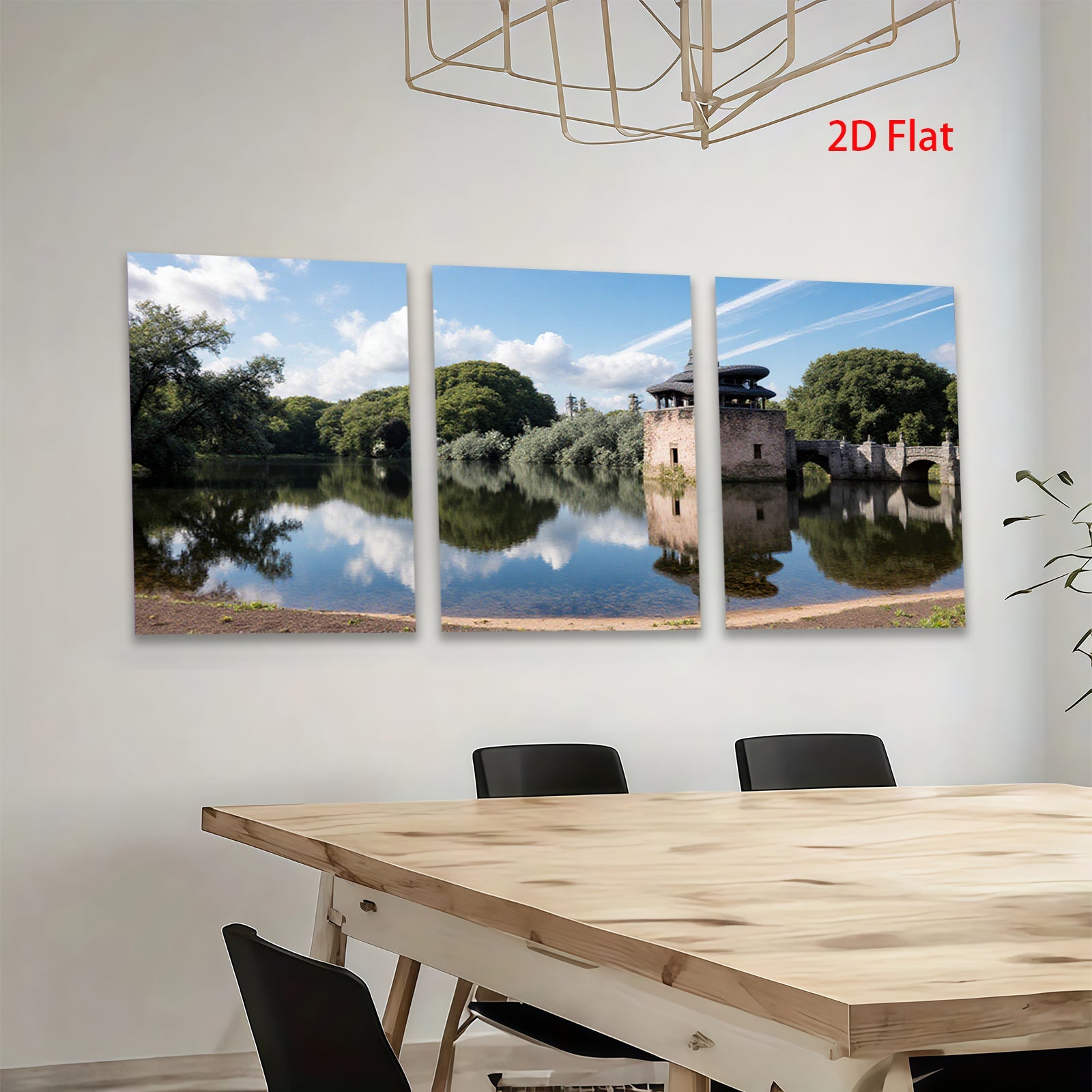 2D flat 1pc Serene Lakeside Castle Reflection Wall Art Living Room Bedroom Decor Farmhouse Style Modern Canvas Prints Coastal Artwork Gallery Wrapped Ready To Hang