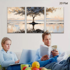 2D flat 1pc Serene Lakeside Reflection Canvas Wall Art for Living Room Bedroom Home Decor Farmhouse Style Gallery Wrapped Modern Minimalist Pictures Ready to Hang