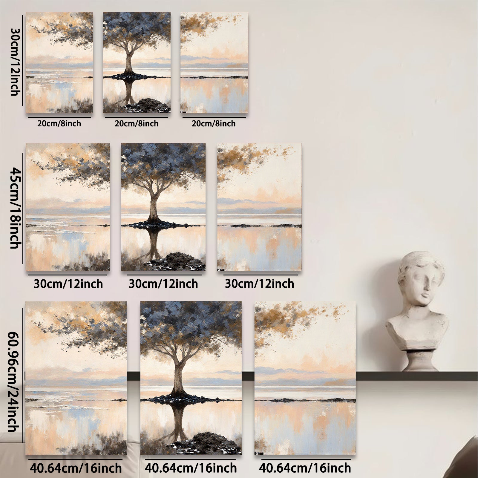 2D flat 1pc Serene Lakeside Reflection Canvas Wall Art for Living Room Bedroom Home Decor Farmhouse Style Gallery Wrapped Modern Minimalist Pictures Ready to Hang