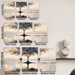 2D flat 1pc Serene Lakeside Reflection Canvas Wall Art for Living Room Bedroom Home Decor Farmhouse Style Gallery Wrapped Modern Minimalist Pictures Ready to Hang