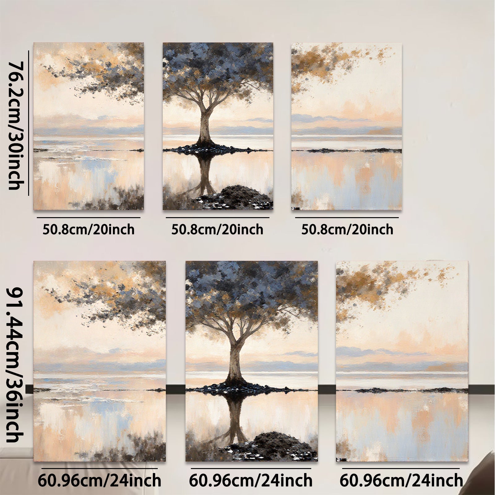 2D flat 1pc Serene Lakeside Reflection Canvas Wall Art for Living Room Bedroom Home Decor Farmhouse Style Gallery Wrapped Modern Minimalist Pictures Ready to Hang