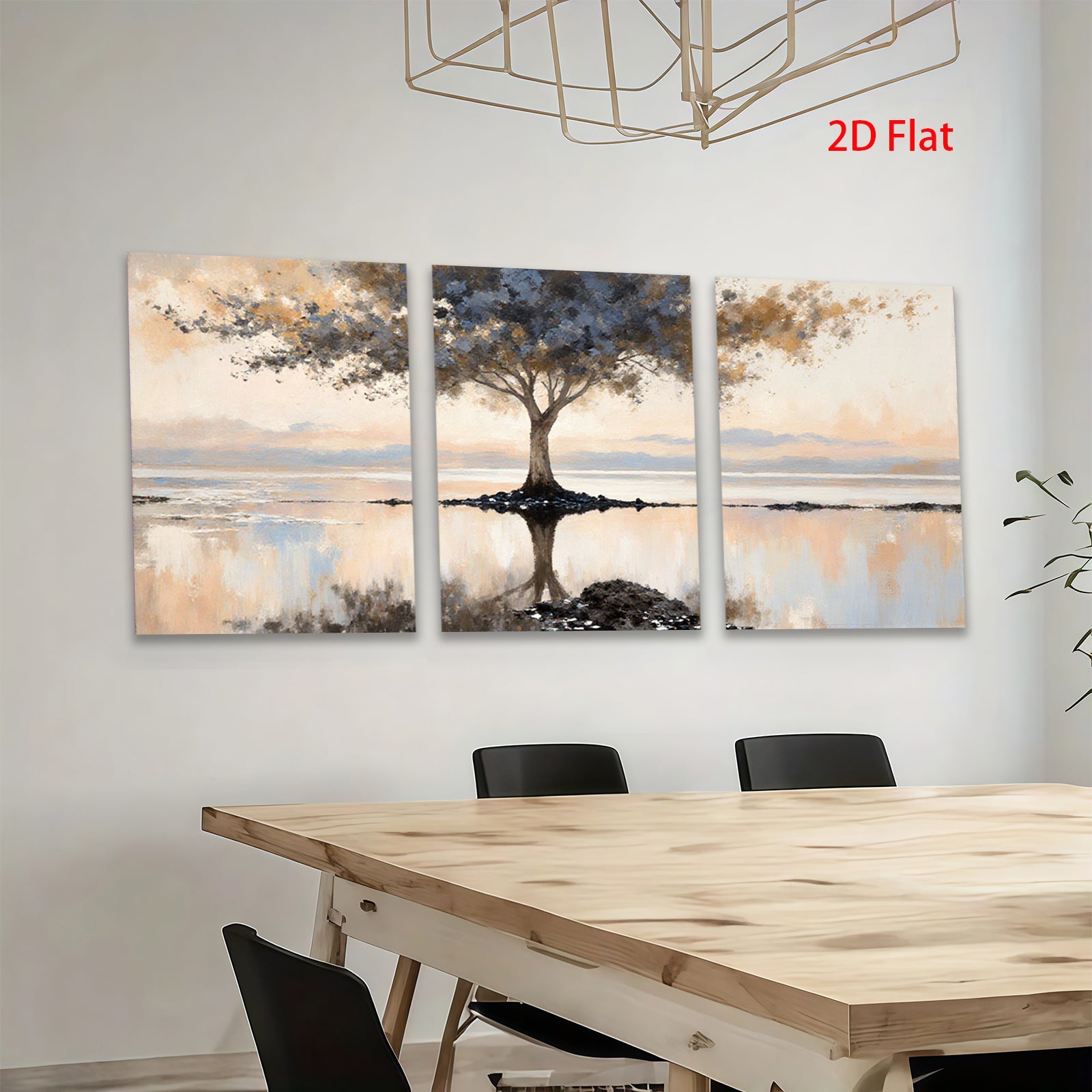 2D flat 1pc Serene Lakeside Reflection Canvas Wall Art for Living Room Bedroom Home Decor Farmhouse Style Gallery Wrapped Modern Minimalist Pictures Ready to Hang