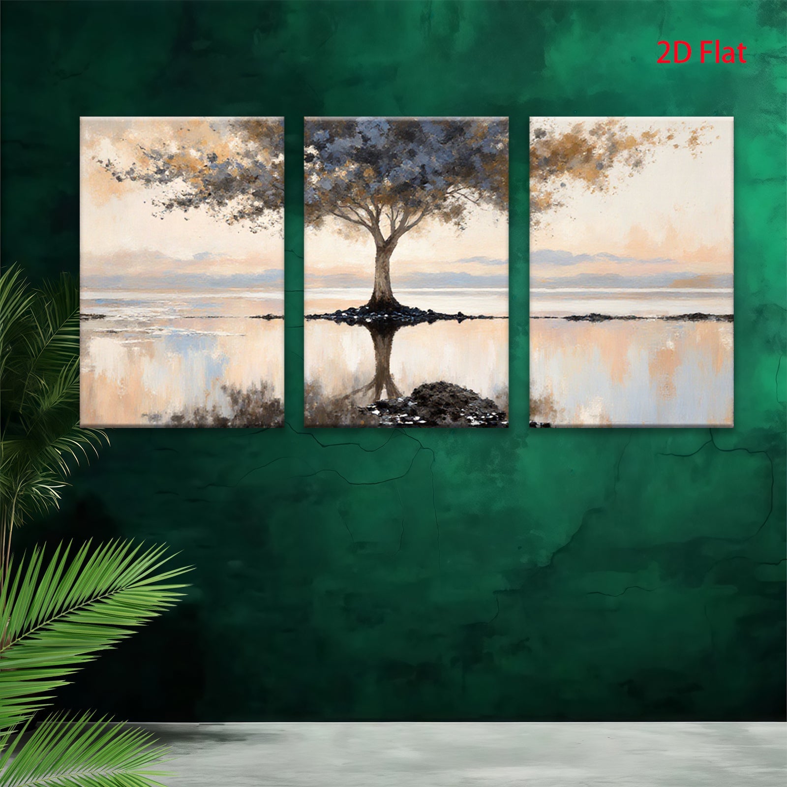 2D flat 1pc Serene Lakeside Reflection Canvas Wall Art for Living Room Bedroom Home Decor Farmhouse Style Gallery Wrapped Modern Minimalist Pictures Ready to Hang