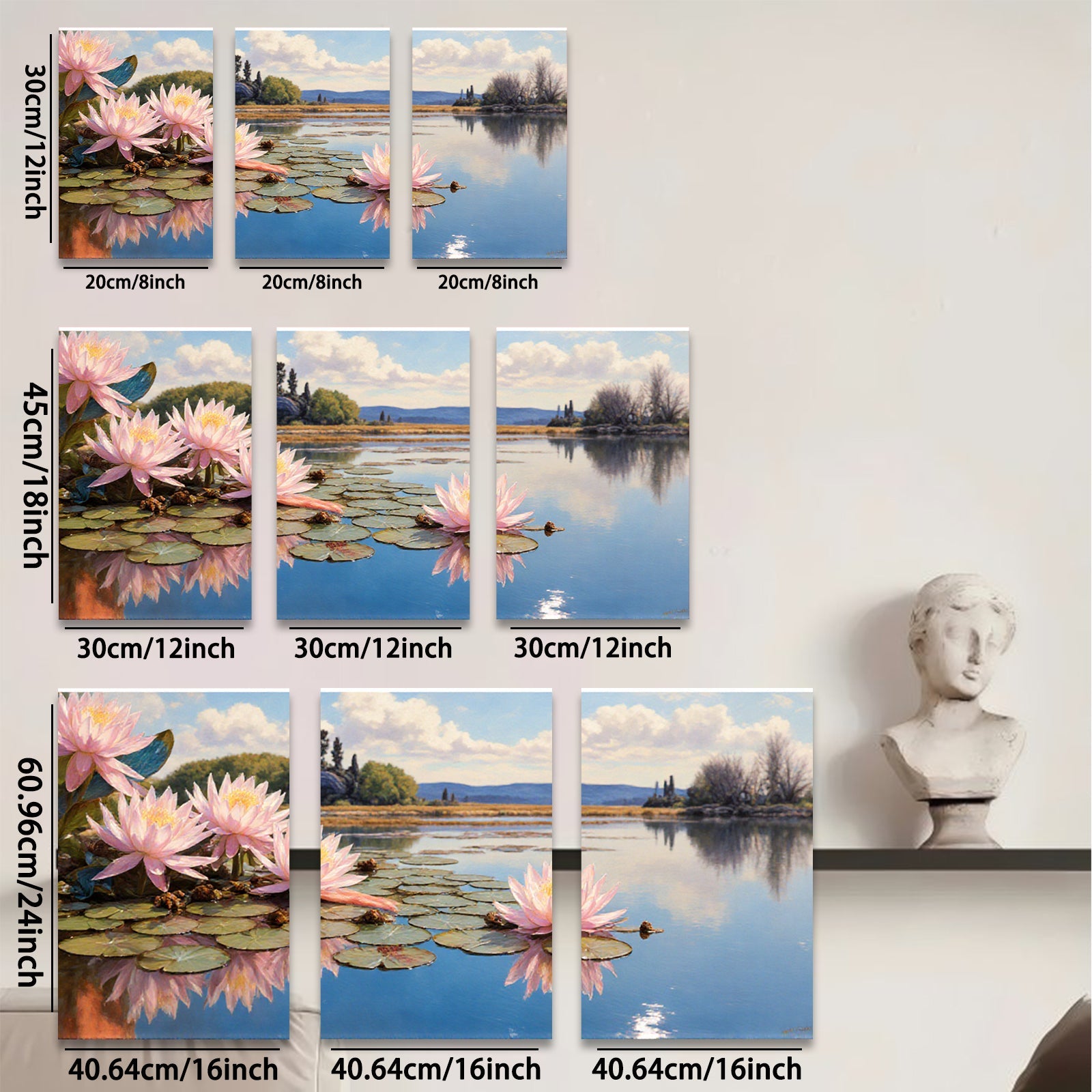 2D flat 1pc Serene Lily Pond Landscape Wall Art for Living Room Bedroom Home Decor Floral Canvas Prints Modern Farmhouse Style Gallery Wrapped Ready to Hang