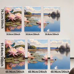 2D flat 1pc Serene Lily Pond Landscape Wall Art for Living Room Bedroom Home Decor Floral Canvas Prints Modern Farmhouse Style Gallery Wrapped Ready to Hang