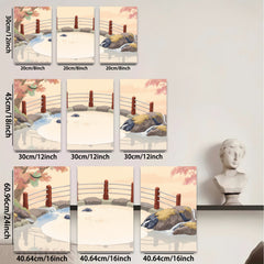 2D flat 1pc Serene Waterfall Garden Landscape Wall Art Canvas Prints for Living Room Bedroom Home Decor farmhouse style modern minimalist gallery wrapped