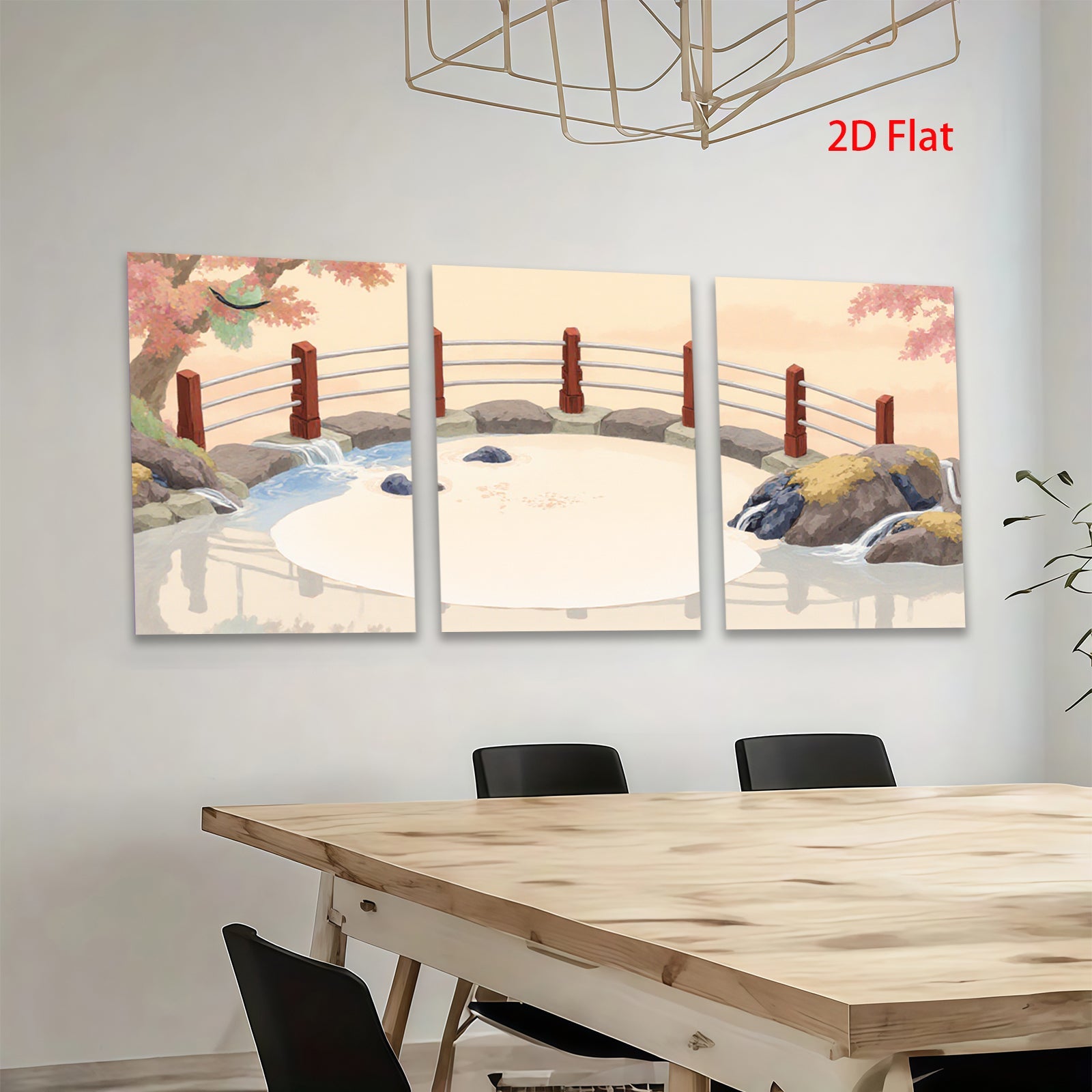 2D flat 1pc Serene Waterfall Garden Landscape Wall Art Canvas Prints for Living Room Bedroom Home Decor farmhouse style modern minimalist gallery wrapped