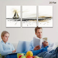 2D flat 1pc Serene coastal sailboat scene for living room bedroom gallery wall decor farmhouse style modern minimalist artwork