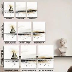 2D flat 1pc Serene coastal sailboat scene for living room bedroom gallery wall decor farmhouse style modern minimalist artwork