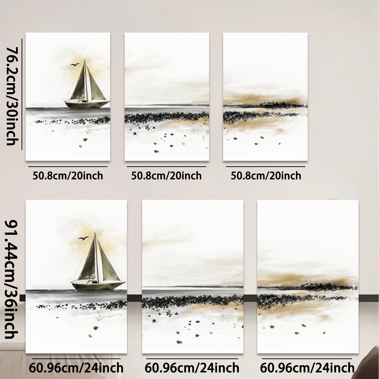 2D flat 1pc Serene coastal sailboat scene for living room bedroom gallery wall decor farmhouse style modern minimalist artwork