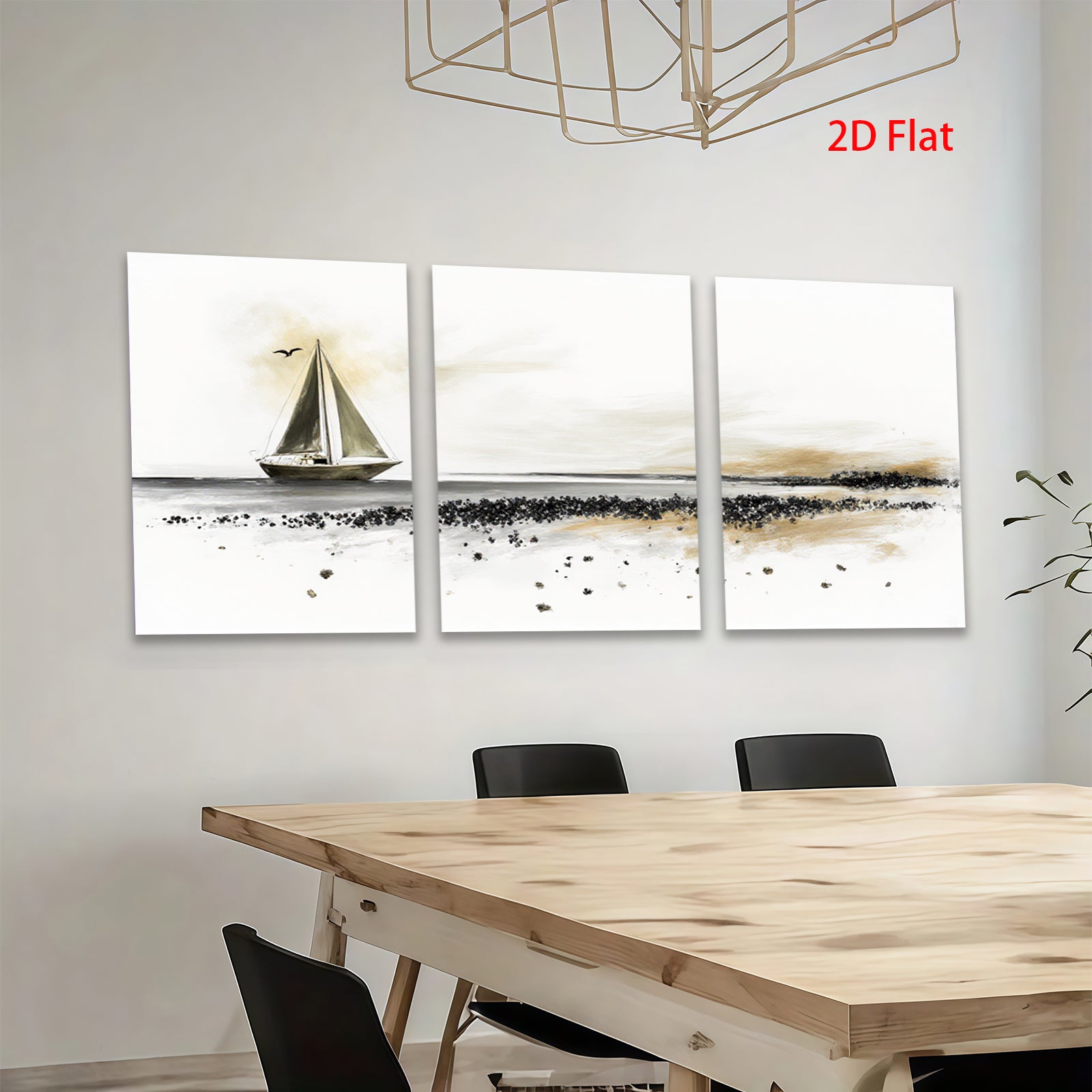 2D flat 1pc Serene coastal sailboat scene for living room bedroom gallery wall decor farmhouse style modern minimalist artwork