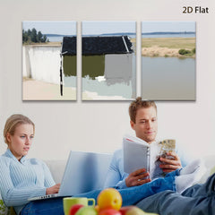 2D flat 1pc Serene lakeside reflection rustic cabin wall art for living room bedroom farmhouse decor gallery wrapped canvas prints modern minimalist style