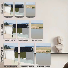 2D flat 1pc Serene lakeside reflection rustic cabin wall art for living room bedroom farmhouse decor gallery wrapped canvas prints modern minimalist style