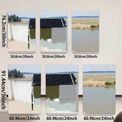 2D flat 1pc Serene lakeside reflection rustic cabin wall art for living room bedroom farmhouse decor gallery wrapped canvas prints modern minimalist style