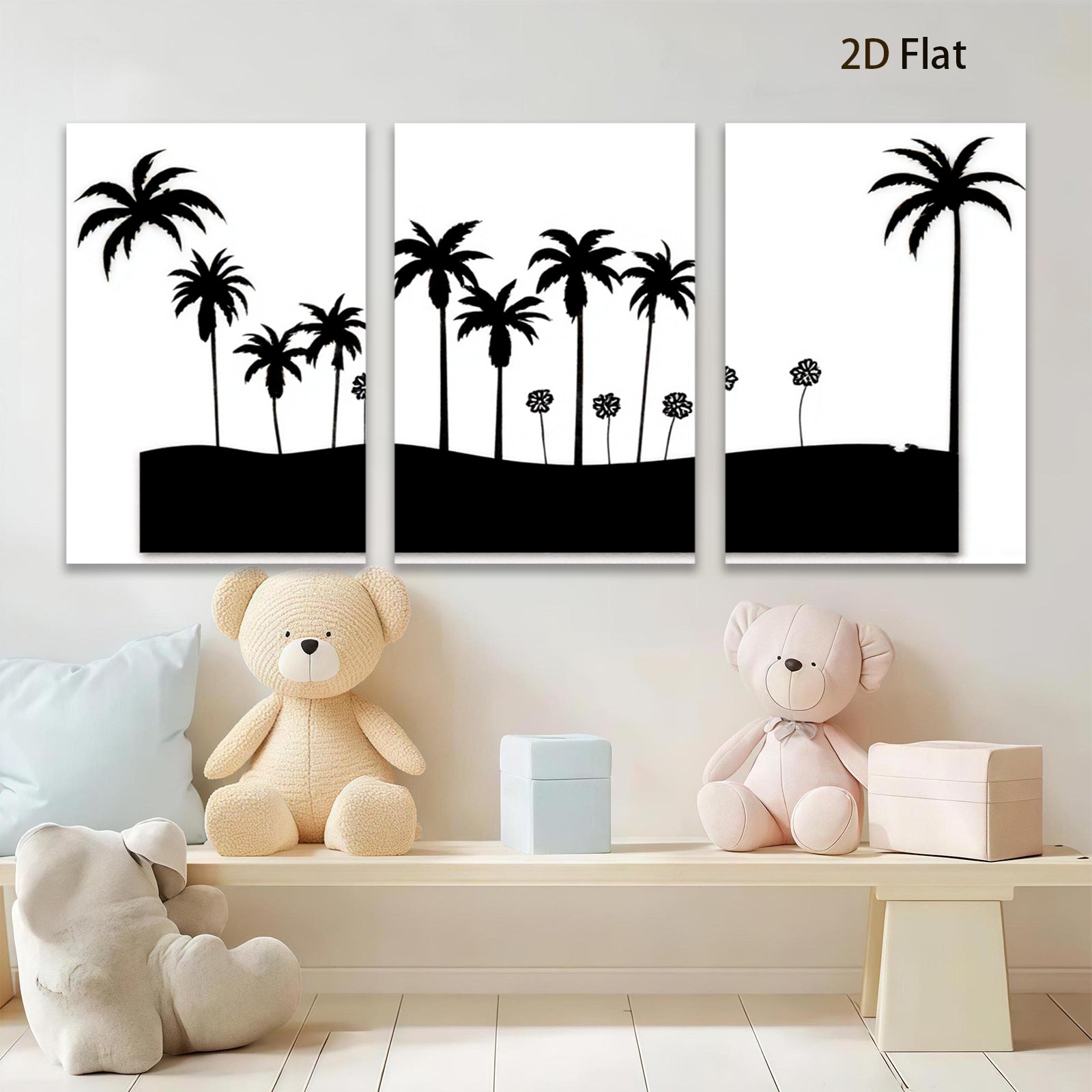 2D flat 1pc Silhouette Palm Trees Coastal Beach Wall Decor Living Room Bedroom Modern Farmhouse Gallery Wrapped Canvas Prints for Home Decor