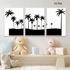2D flat 1pc Silhouette Palm Trees Coastal Beach Wall Decor Living Room Bedroom Modern Farmhouse Gallery Wrapped Canvas Prints for Home Decor