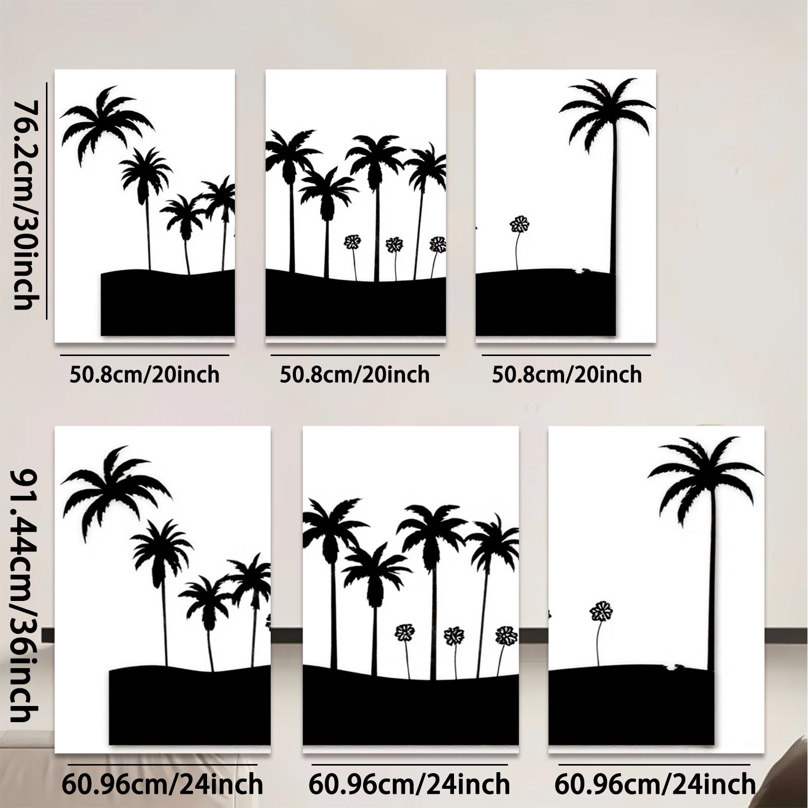 2D flat 1pc Silhouette Palm Trees Coastal Beach Wall Decor Living Room Bedroom Modern Farmhouse Gallery Wrapped Canvas Prints for Home Decor