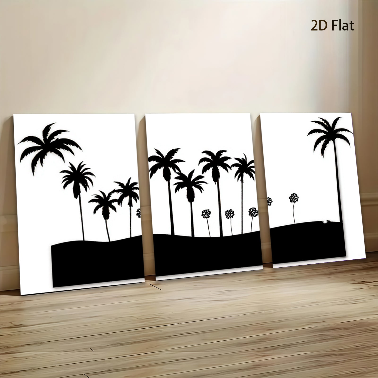 2D flat 1pc Silhouette Palm Trees Coastal Beach Wall Decor Living Room Bedroom Modern Farmhouse Gallery Wrapped Canvas Prints for Home Decor