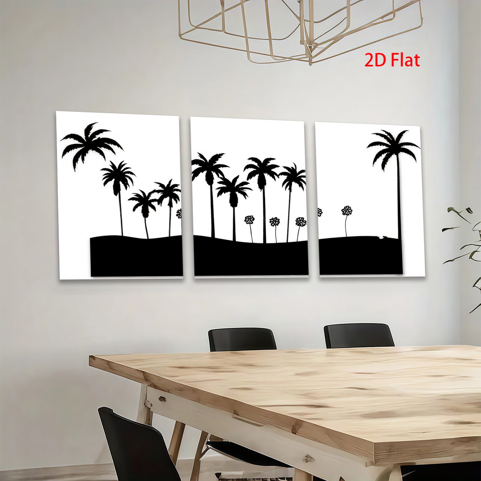 2D flat 1pc Silhouette Palm Trees Coastal Beach Wall Decor Living Room Bedroom Modern Farmhouse Gallery Wrapped Canvas Prints for Home Decor