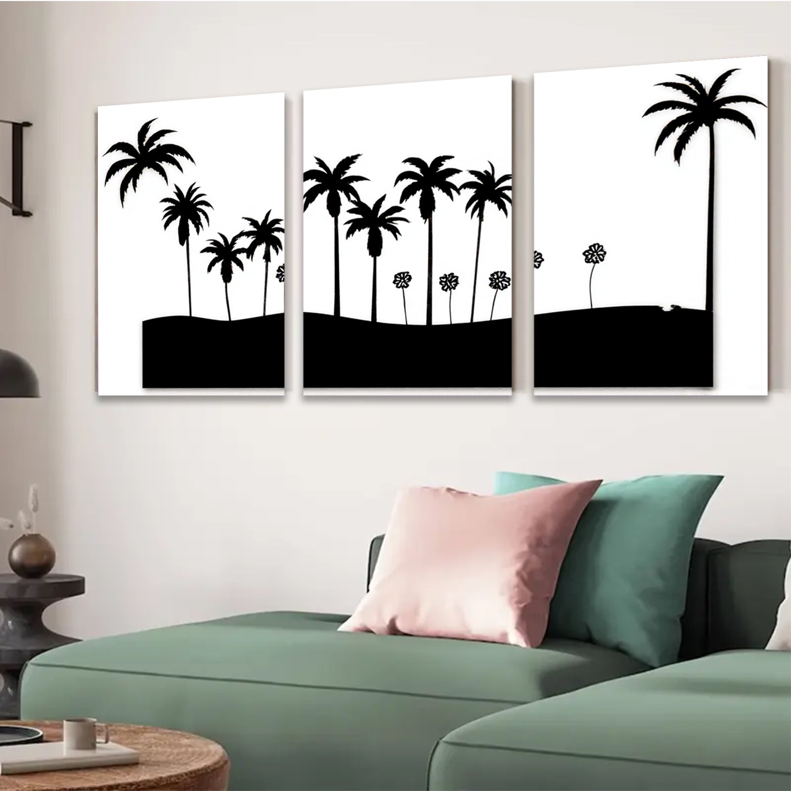 2D flat 1pc Silhouette Palm Trees Coastal Beach Wall Decor Living Room Bedroom Modern Farmhouse Gallery Wrapped Canvas Prints for Home Decor
