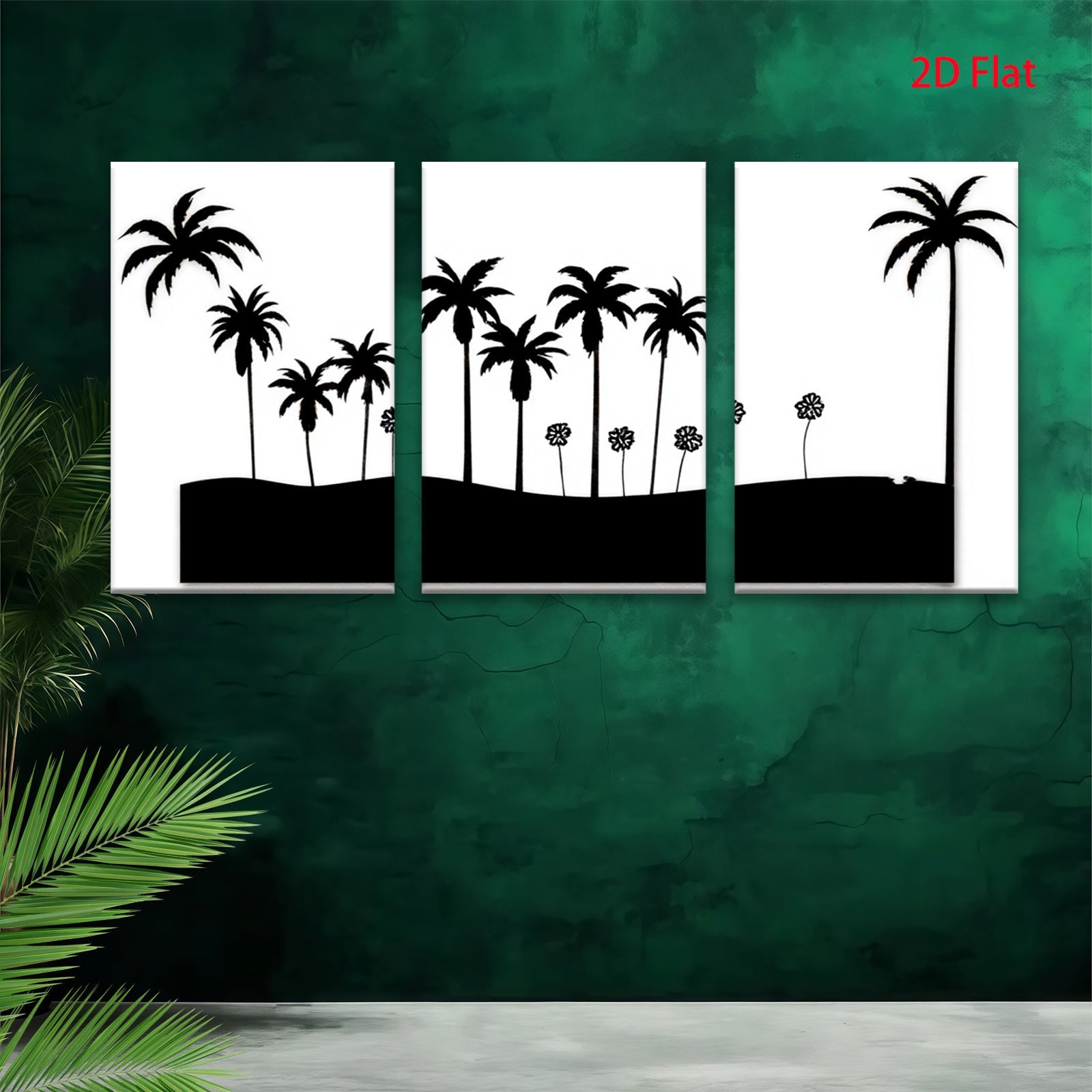 2D flat 1pc Silhouette Palm Trees Coastal Beach Wall Decor Living Room Bedroom Modern Farmhouse Gallery Wrapped Canvas Prints for Home Decor