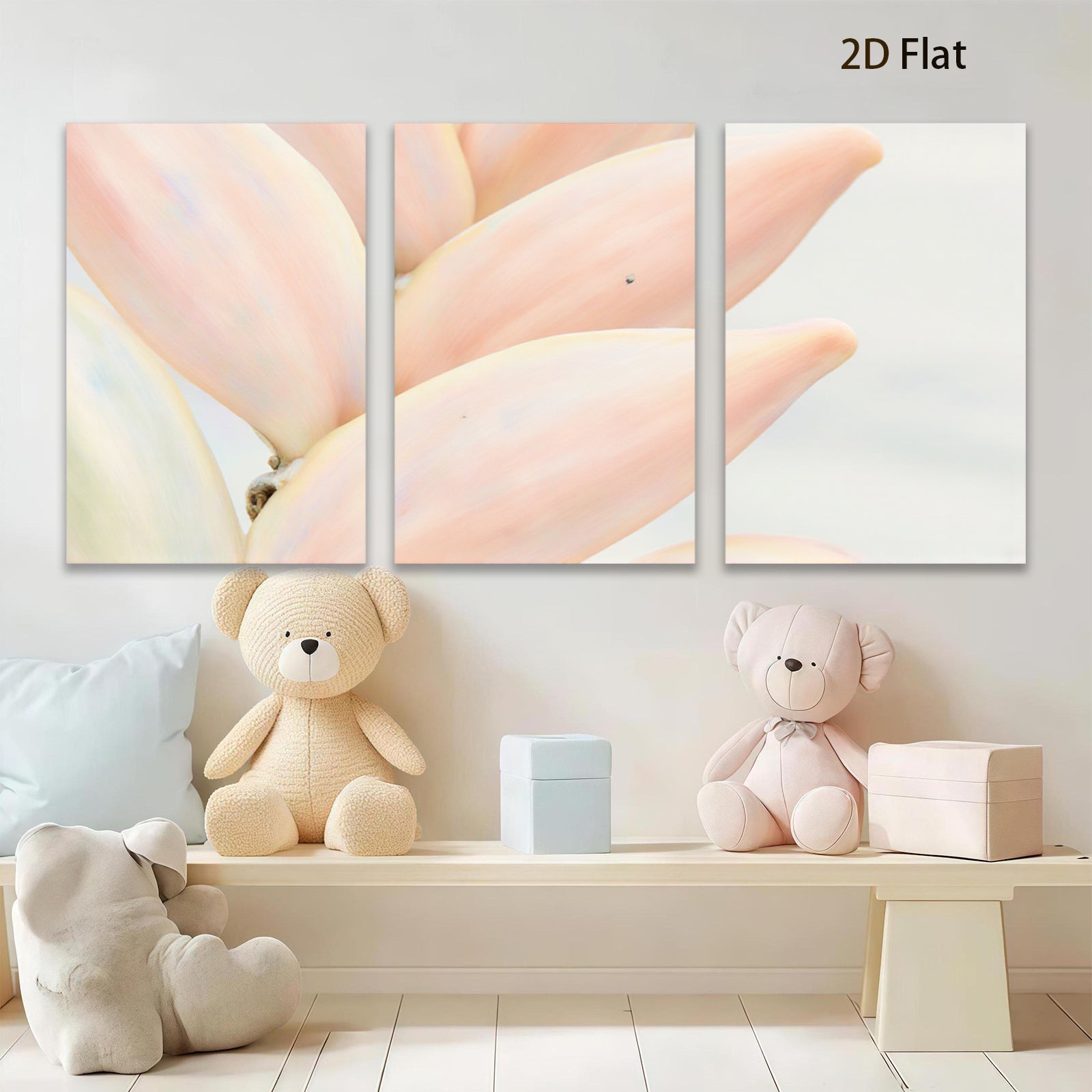 2D flat 1pc Soft Pink Succulent Bloom Botanical Wall Art Living Room Bedroom Decor Farmhouse Style Canvas Prints Modern Minimalist Gallery Wrapped Art