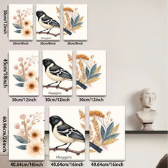 2D flat 1pc Songbird Perched on Branch Botanical Wall Art Living Room Bedroom Decor Farmhouse Style Gallery Wrapped Canvas Prints for Home Decoration
