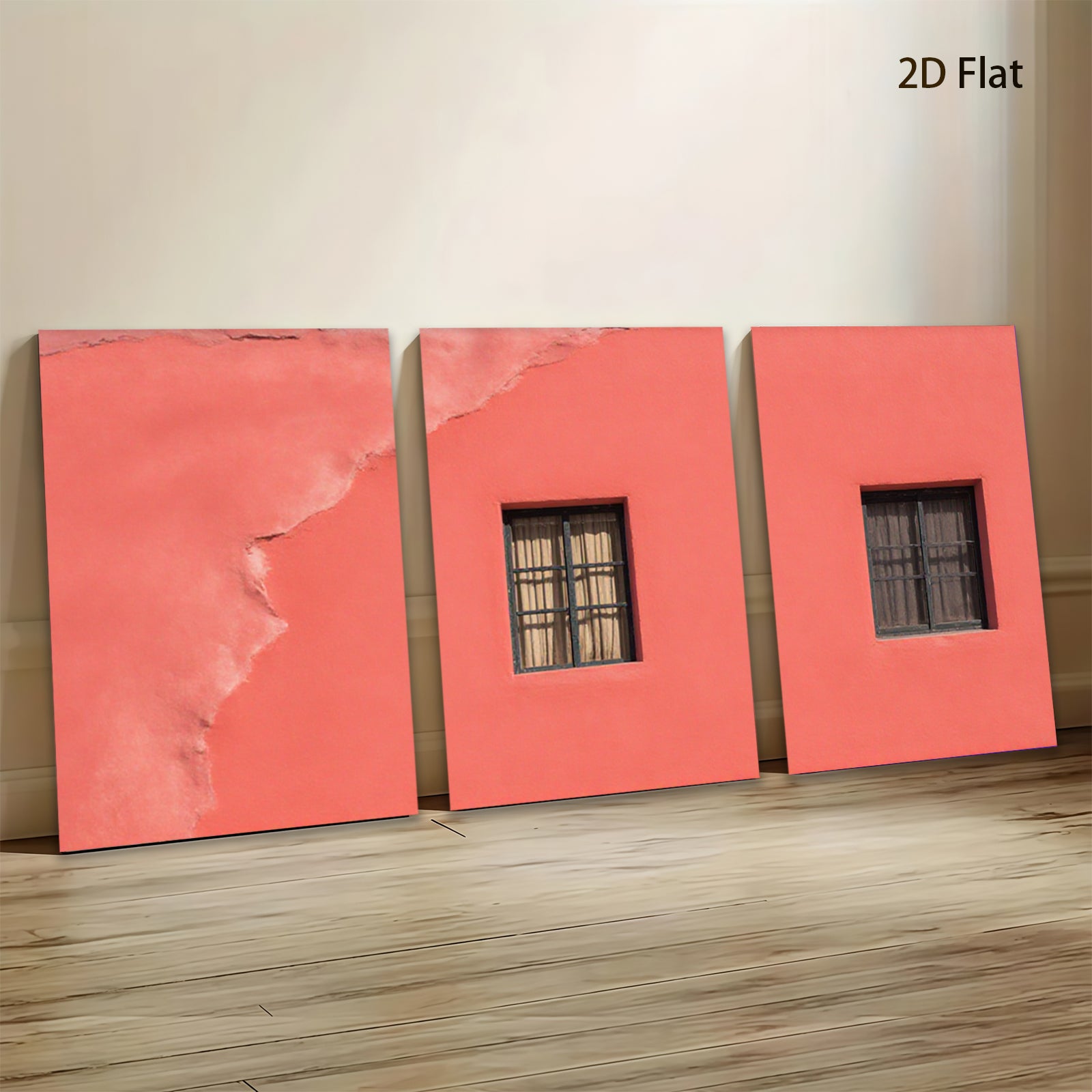 2D flat 1pc Southwestern Adobe Wall Rustic Farmhouse Decor Living Room Bedroom Gallery Wrapped Canvas Print Modern Minimalist Art