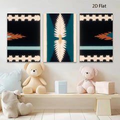 2D flat 1pc Southwestern geometric textile inspired wall art bedroom living room farmhouse decor modern minimalist statement piece gallery wrapped canvas