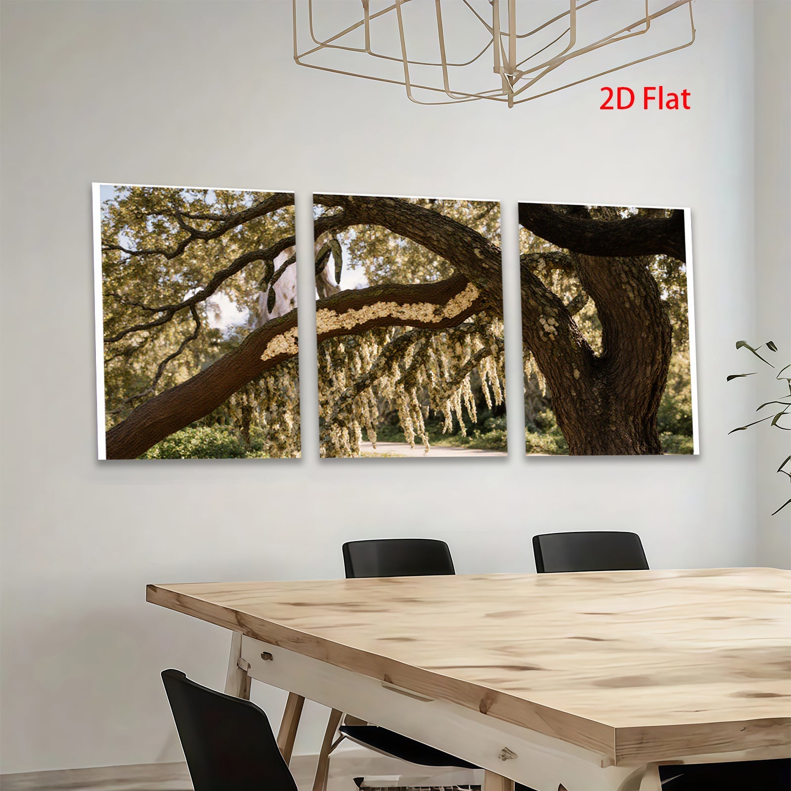 2D flat 1pc Spanish Moss Draped Oak Tree Southern Landscape wall art for living room bedroom farmhouse decor gallery wrapped canvas prints modern botanical art