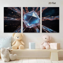 2D flat 1pc Sparkling Crystal Geometry Abstract Wall Art Canvas Prints for Living Room Bedroom Modern Home Decor Gallery Wrapped Ready to Hang farmhouse style