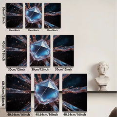 2D flat 1pc Sparkling Crystal Geometry Abstract Wall Art Canvas Prints for Living Room Bedroom Modern Home Decor Gallery Wrapped Ready to Hang farmhouse style