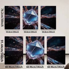 2D flat 1pc Sparkling Crystal Geometry Abstract Wall Art Canvas Prints for Living Room Bedroom Modern Home Decor Gallery Wrapped Ready to Hang farmhouse style