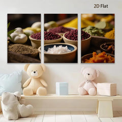2D flat 1pc Spiced Bounty Kitchen Still Life Farmhouse Wall Decor Rustic Dining Room Canvas Print Modern Minimalist Art