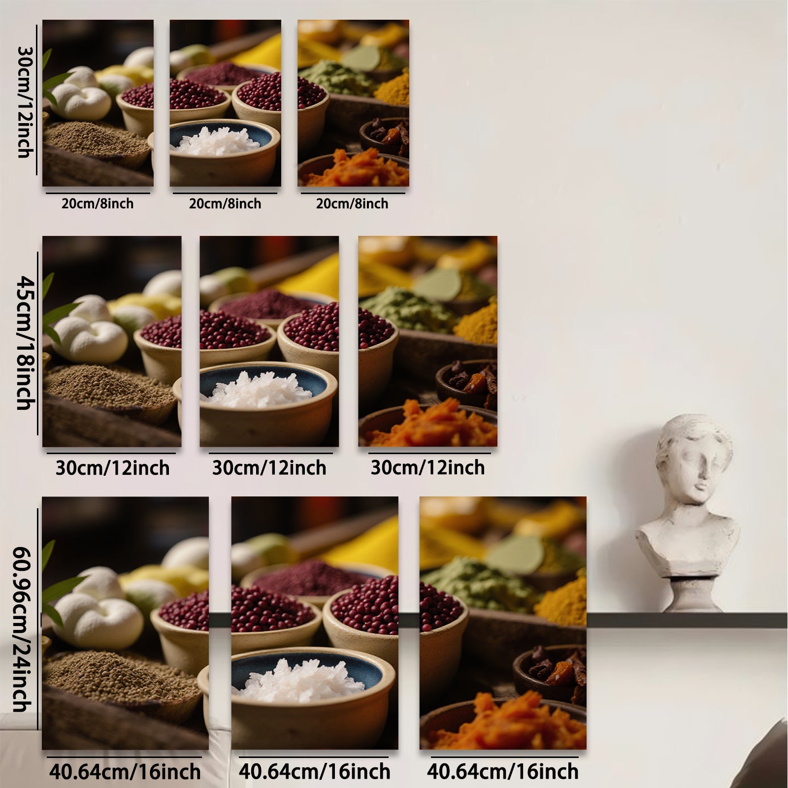 2D flat 1pc Spiced Bounty Kitchen Still Life Farmhouse Wall Decor Rustic Dining Room Canvas Print Modern Minimalist Art