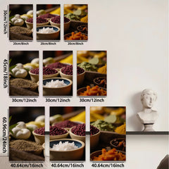 2D flat 1pc Spiced Bounty Kitchen Still Life Farmhouse Wall Decor Rustic Dining Room Canvas Print Modern Minimalist Art