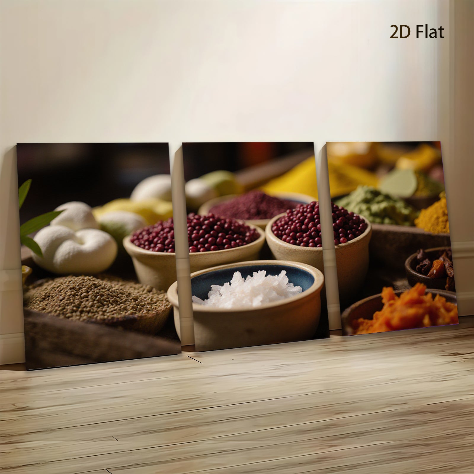 2D flat 1pc Spiced Bounty Kitchen Still Life Farmhouse Wall Decor Rustic Dining Room Canvas Print Modern Minimalist Art