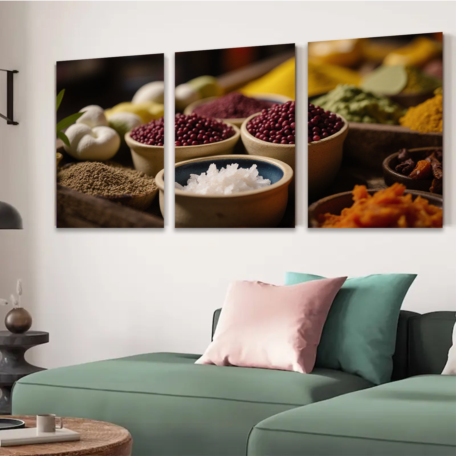 2D flat 1pc Spiced Bounty Kitchen Still Life Farmhouse Wall Decor Rustic Dining Room Canvas Print Modern Minimalist Art