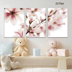 2D flat 1pc Spring Magnolia Bloom Botanical Wall Art Living Room Bedroom Decor Farmhouse Style Gallery Wrapped Canvas Prints Ready to Hang Modern Floral Artwork