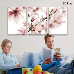 2D flat 1pc Spring Magnolia Bloom Botanical Wall Art Living Room Bedroom Decor Farmhouse Style Gallery Wrapped Canvas Prints Ready to Hang Modern Floral Artwork