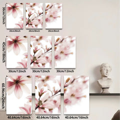 2D flat 1pc Spring Magnolia Bloom Botanical Wall Art Living Room Bedroom Decor Farmhouse Style Gallery Wrapped Canvas Prints Ready to Hang Modern Floral Artwork