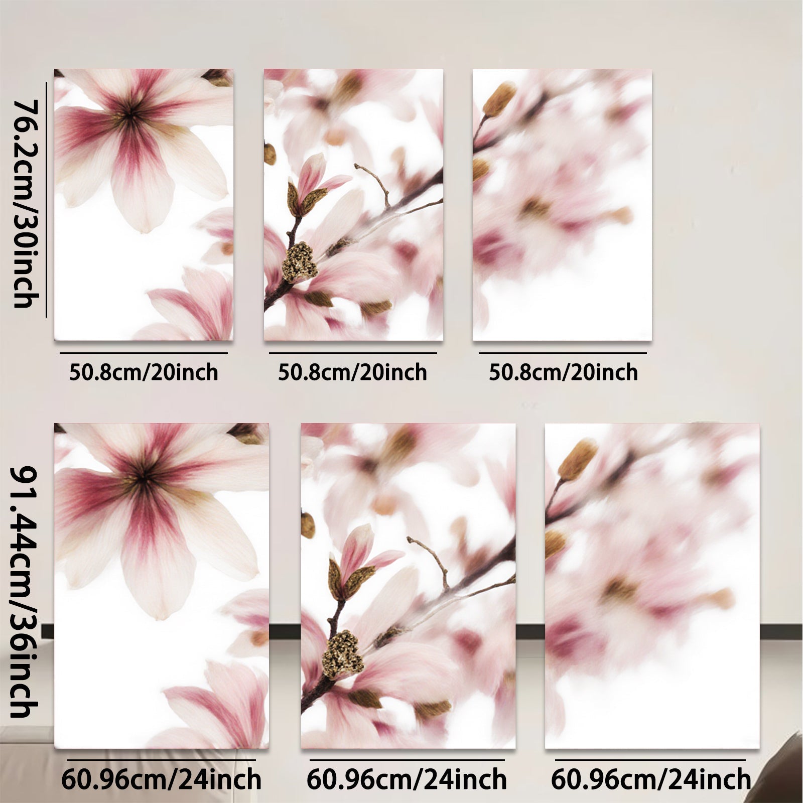 2D flat 1pc Spring Magnolia Bloom Botanical Wall Art Living Room Bedroom Decor Farmhouse Style Gallery Wrapped Canvas Prints Ready to Hang Modern Floral Artwork